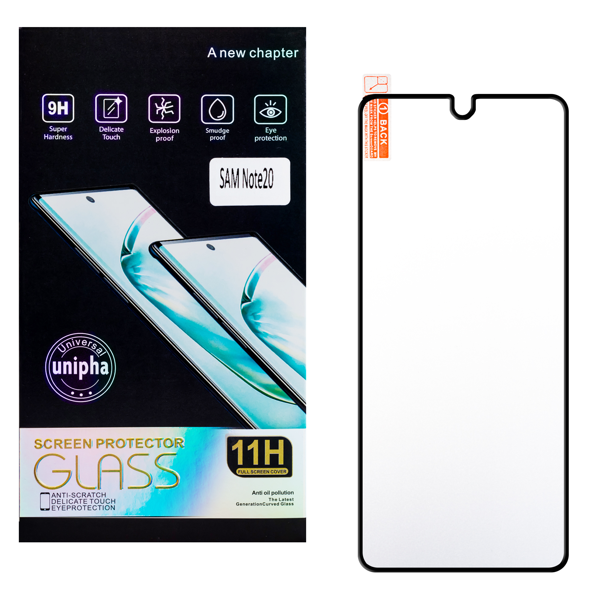 Защитное стекло Samsung Note 20 полный клей 0.18mm