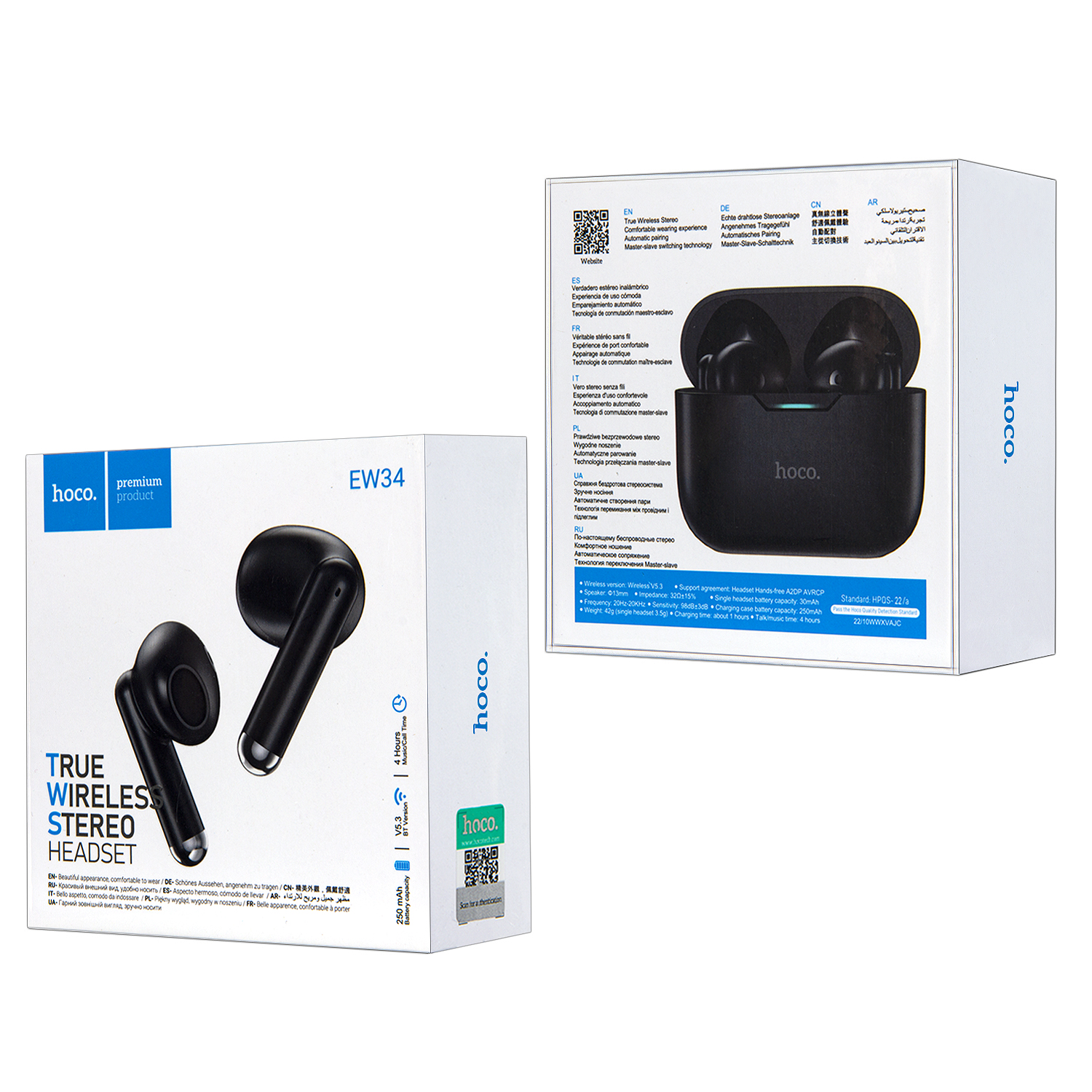 Гарнитура EW34 Bluetooth True Wireless Stereo Headset HOCO черная