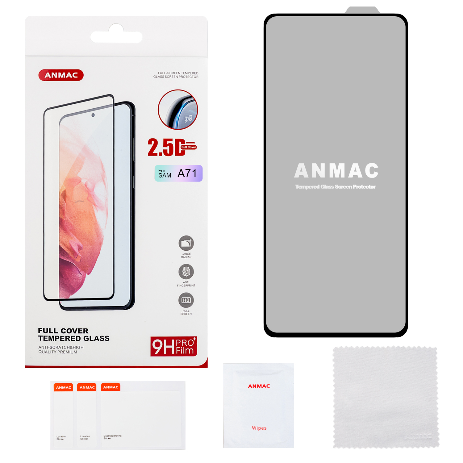 Защитное стекло Samsung A71 Full Cover ANMAC Арт.1137348