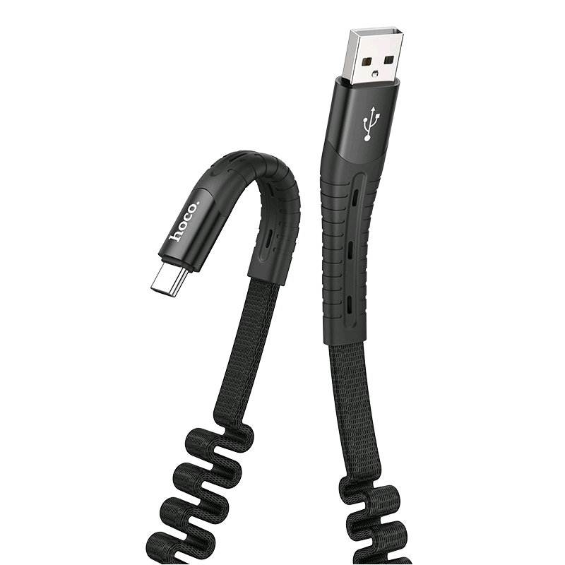 Кабель U78 USB Type-C усиленный тканевый 1.2m 3A HOCO черный