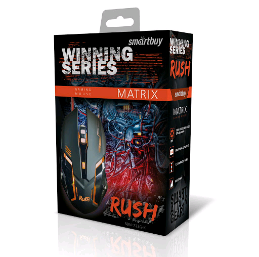 Мышь игровая проводная Smartbuy RUSH Matrix черная (SBM-723G-K)