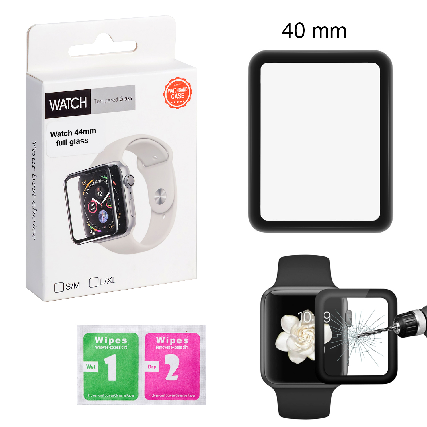 Защитное стекло APL Watch 3D 40mm (full glue）