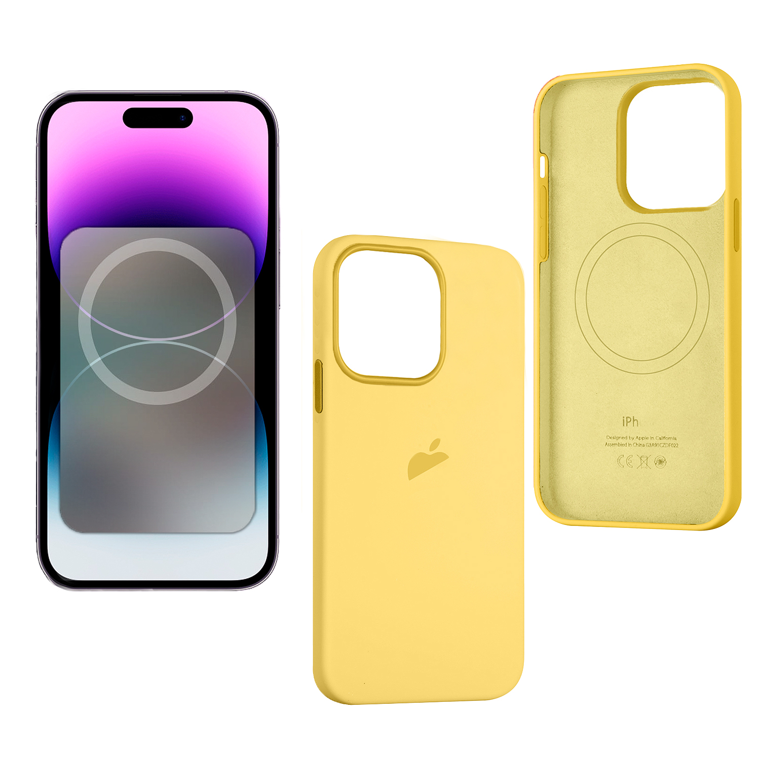 Чехол iPh 14 Pro Silicon Case 100% ORG Sun Glow (MagSafe + анимация NFC Clear) c LOGO