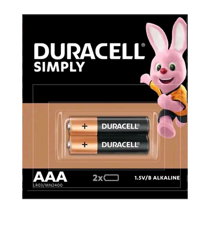Батарейка щелочная DURACELL LR03 (AAA) SIMPLY 1.5В бл/20 (отрывной блистер по 2шт.) цена за 2 шт