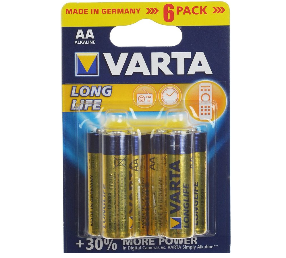 Батарейка Varta LONGLIFE LR6 AA BL6 Alkaline 1.5V (4106)