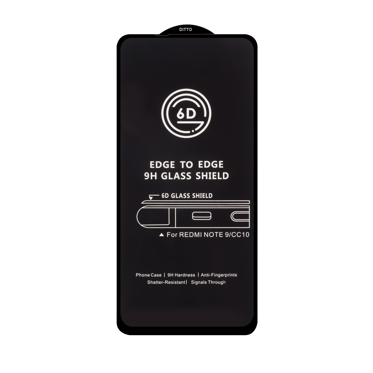 Защитное стекло Xiaomi Note 9 Black 6D без упаковки