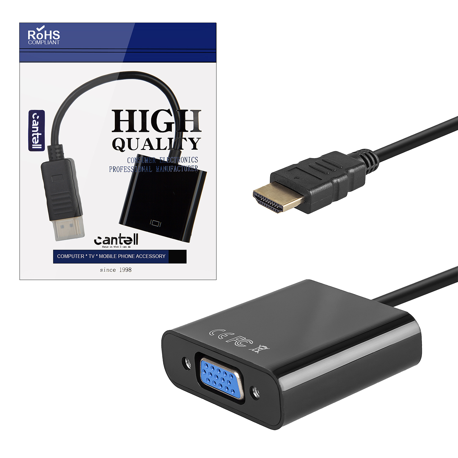 Переходник VGA -  HDMI H118 черный (250шт/кор)