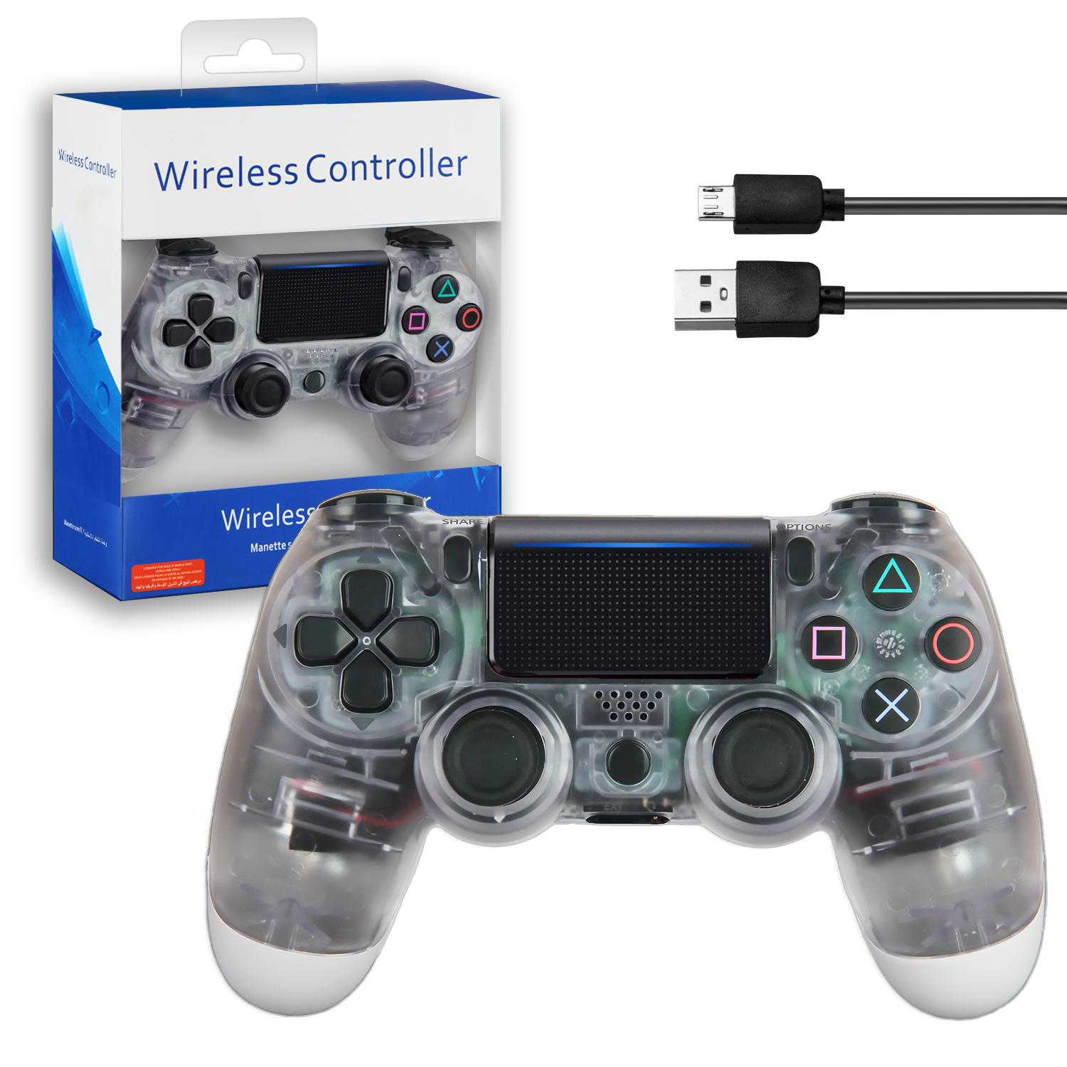 Джойстик PS4 DualShock беспроводной AA прозрачный (no logo)