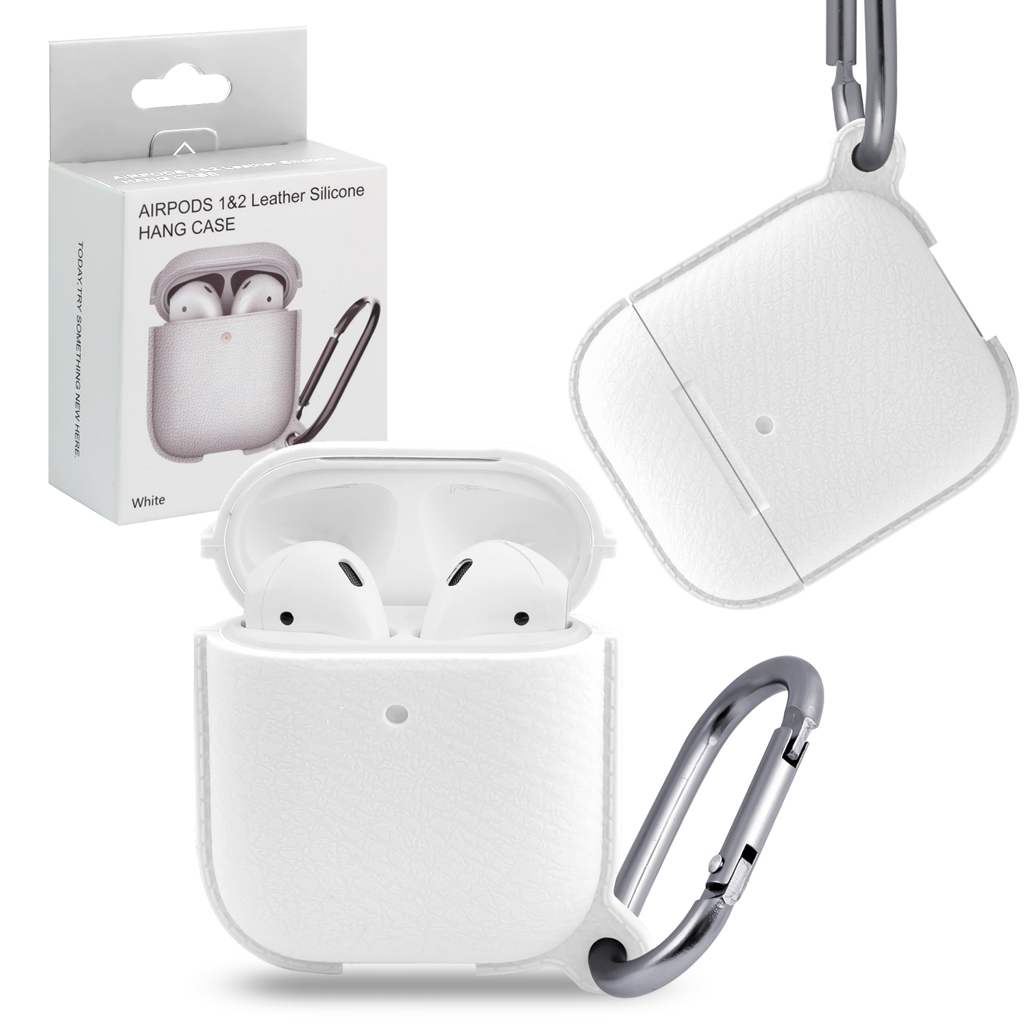 Чехол APods 1/2 leather Silicone White 