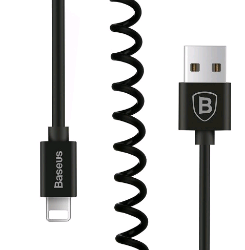 Кабель USB Lightning 1.6m 1.8A Elastic Data Cable витой Baseus черный 