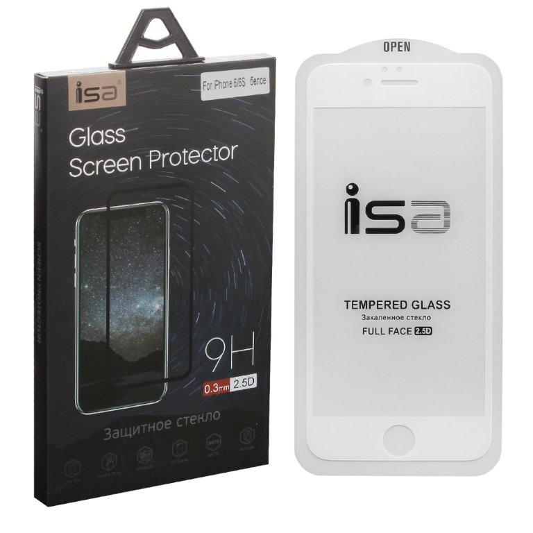Защитное стекло IPh 6 2.5D 0.3 mm с рамкой ISA белое