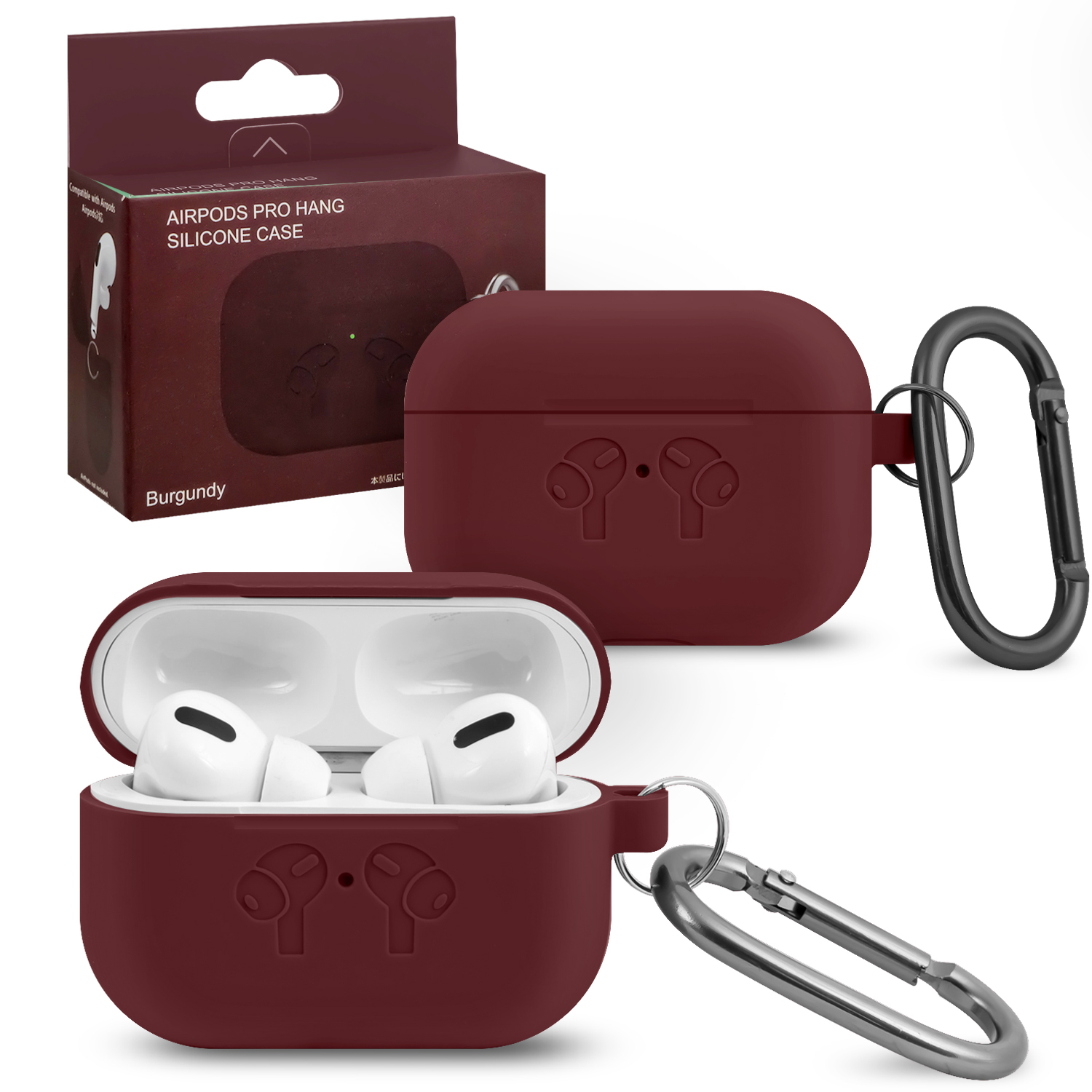 Чехол APods Pro Hang Silicon Сase с карабином   HF burgundy 