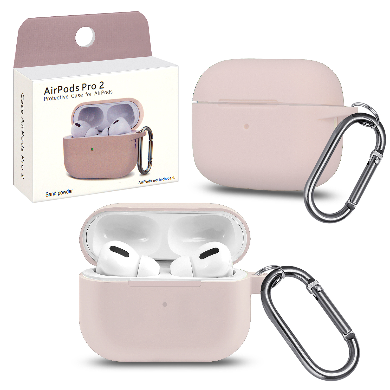 Чехол Apods Pro 2 Pink Sand с карабином #4