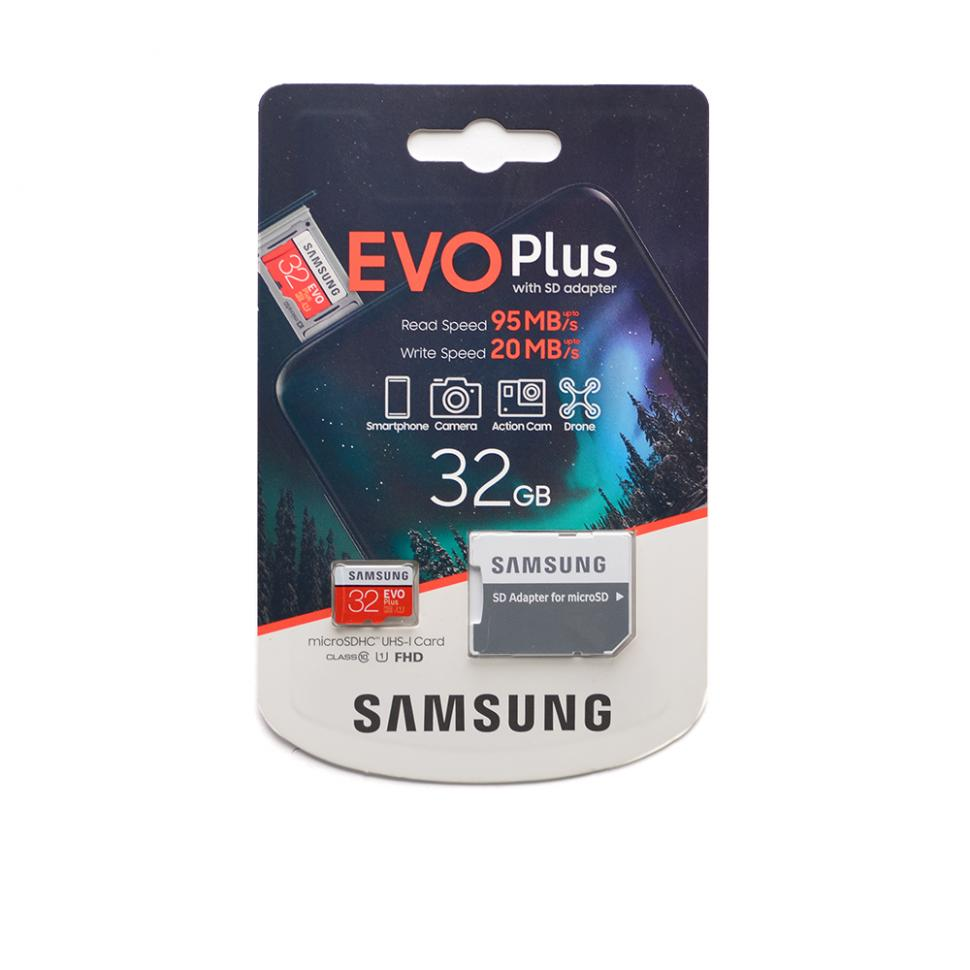 Micro SD 32GB Samsung Class 10 Evo Plus UHS-1 U1 (20/95 Mb/s) + SD адаптер