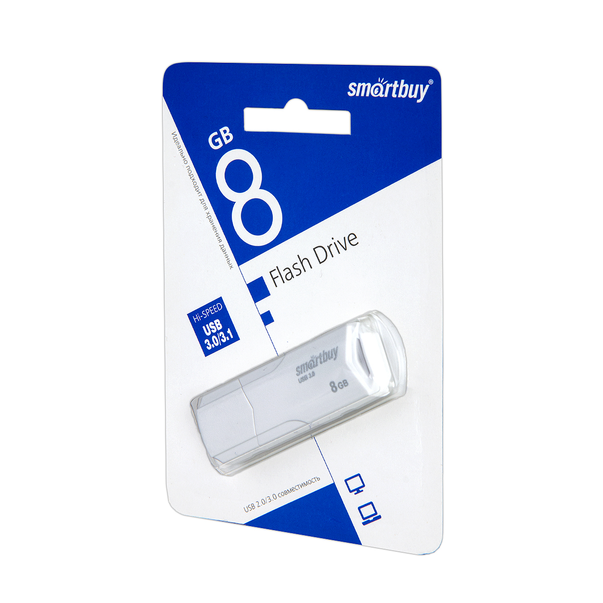 USB 3.0 накопитель 8 GB Smart Buy Clue White