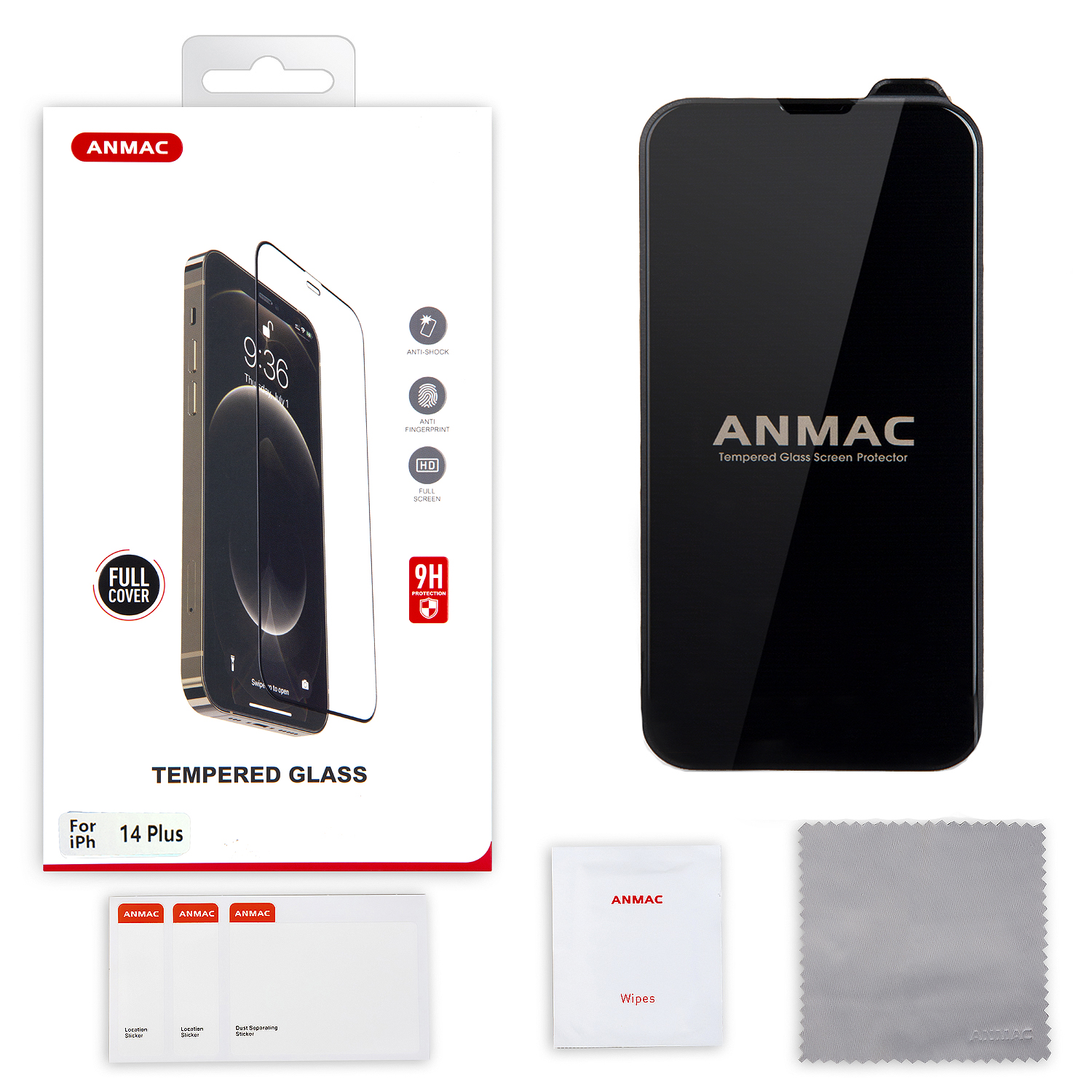 Защитное стекло iPh 14 Plus (6.7) Full Cover ANMAC черное Арт.1137406