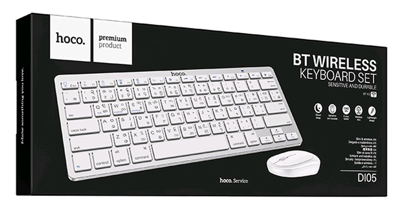 Комплект Клавиатура+мышь DI05 беспроводной Hoco белый