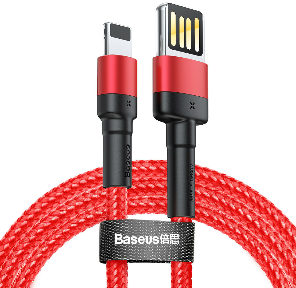 Кабель USB Lightning 2M 1.5A Cafule Cable Special Edition Baseus красный с черным CALKLF-H09