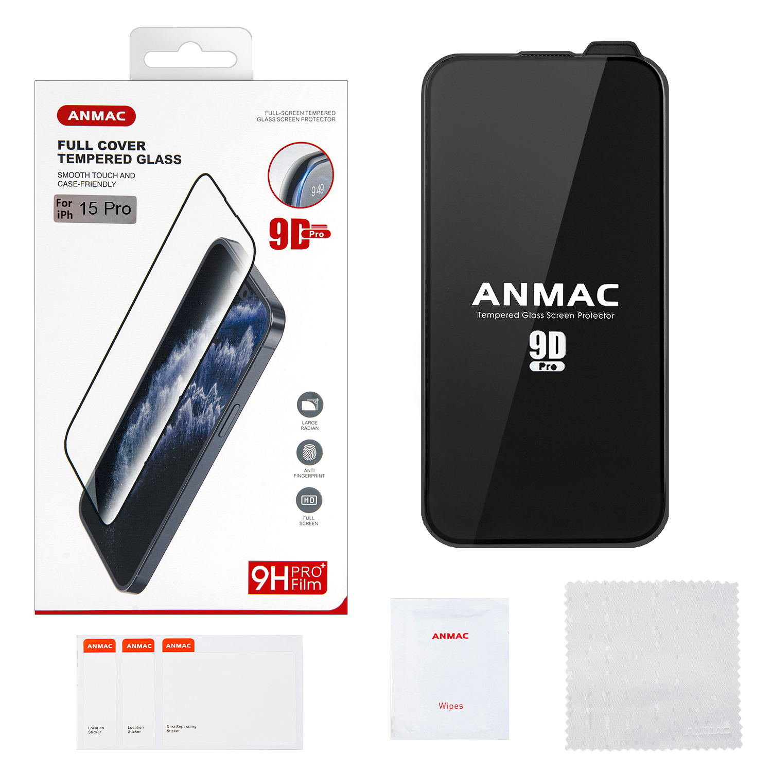 Защитное стекло iPh 15 Pro 9D ANMAC Арт.1137460