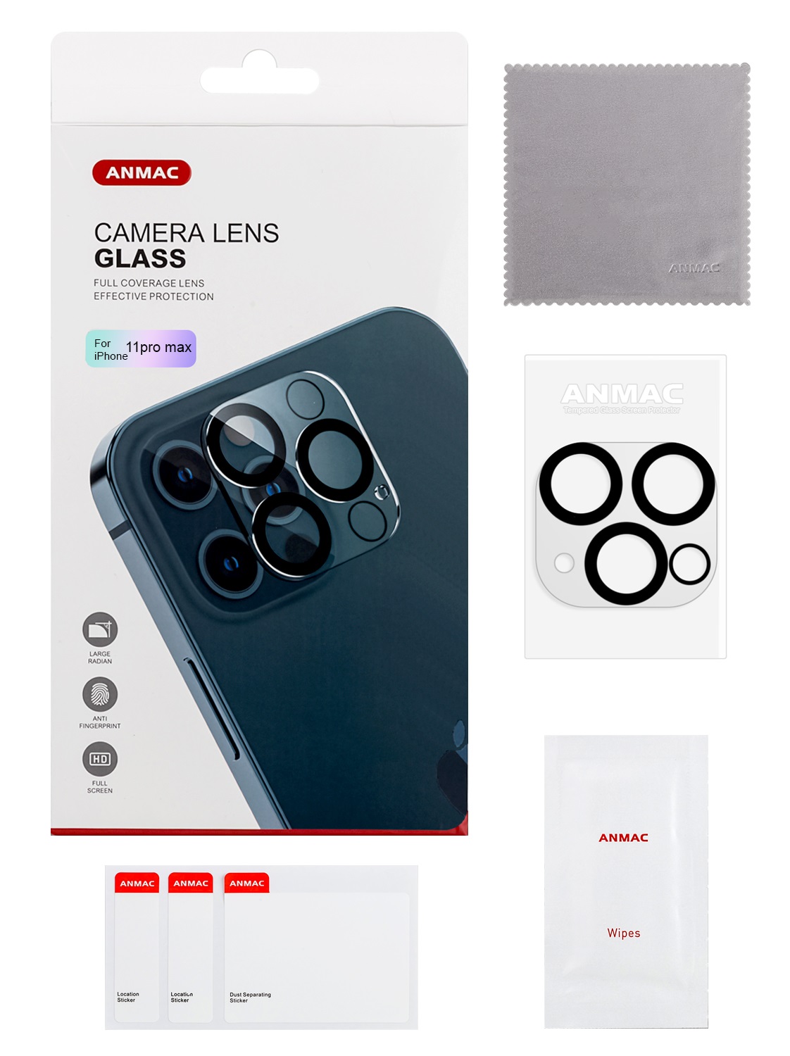 Защитное стекло для камеры iPh 11 Pro/11 Pro Max ANMAC  Арт. 1137265