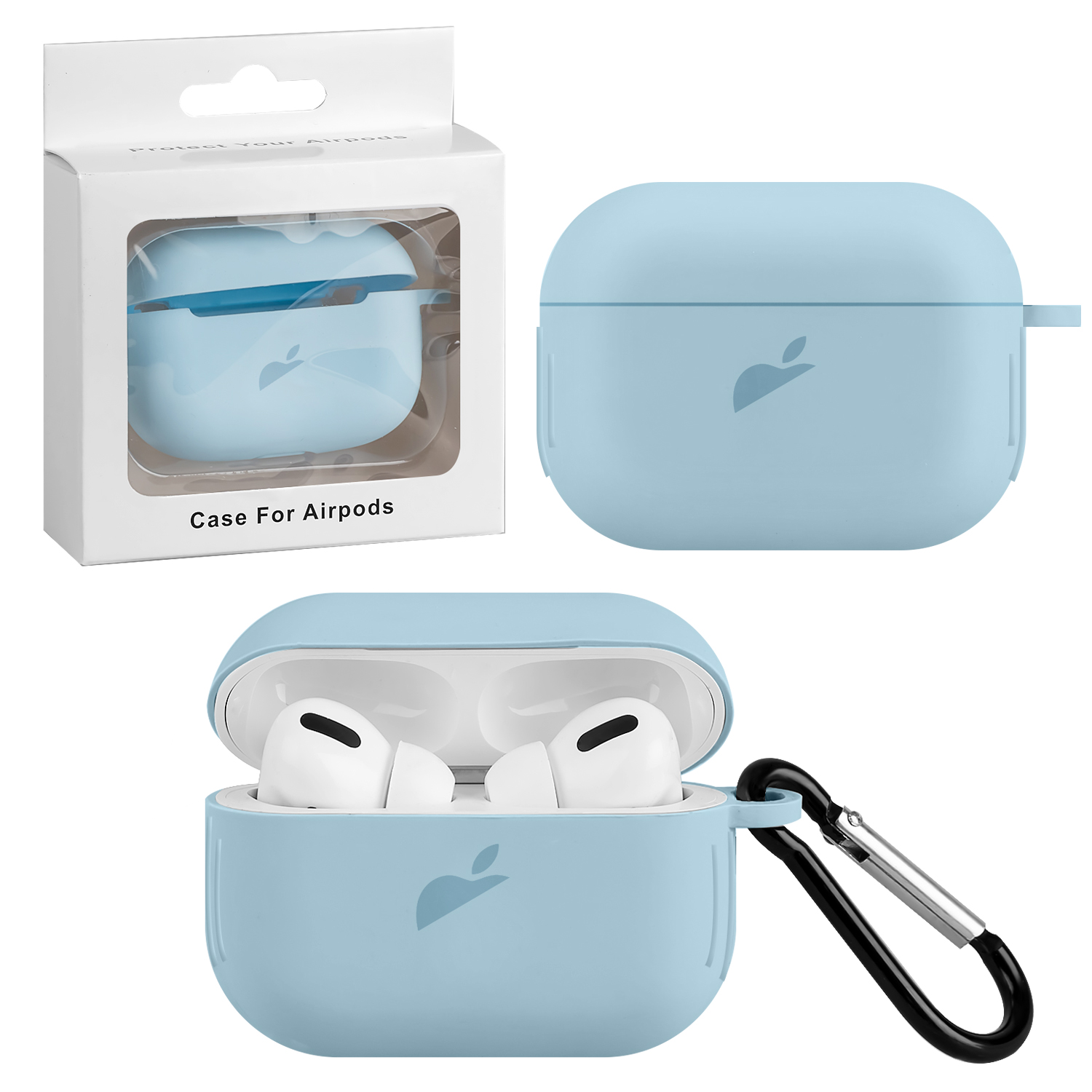 Чехол Apods Pro Silicon Case APL Sky Blue (c LOGO)