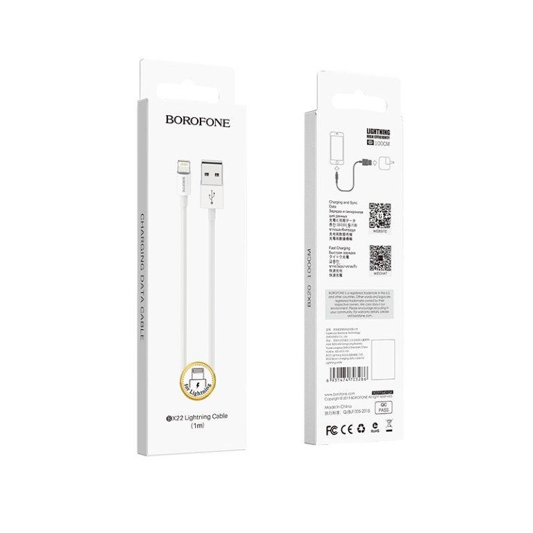 Кабель BX22 USB Lightning 1M Borofone белый