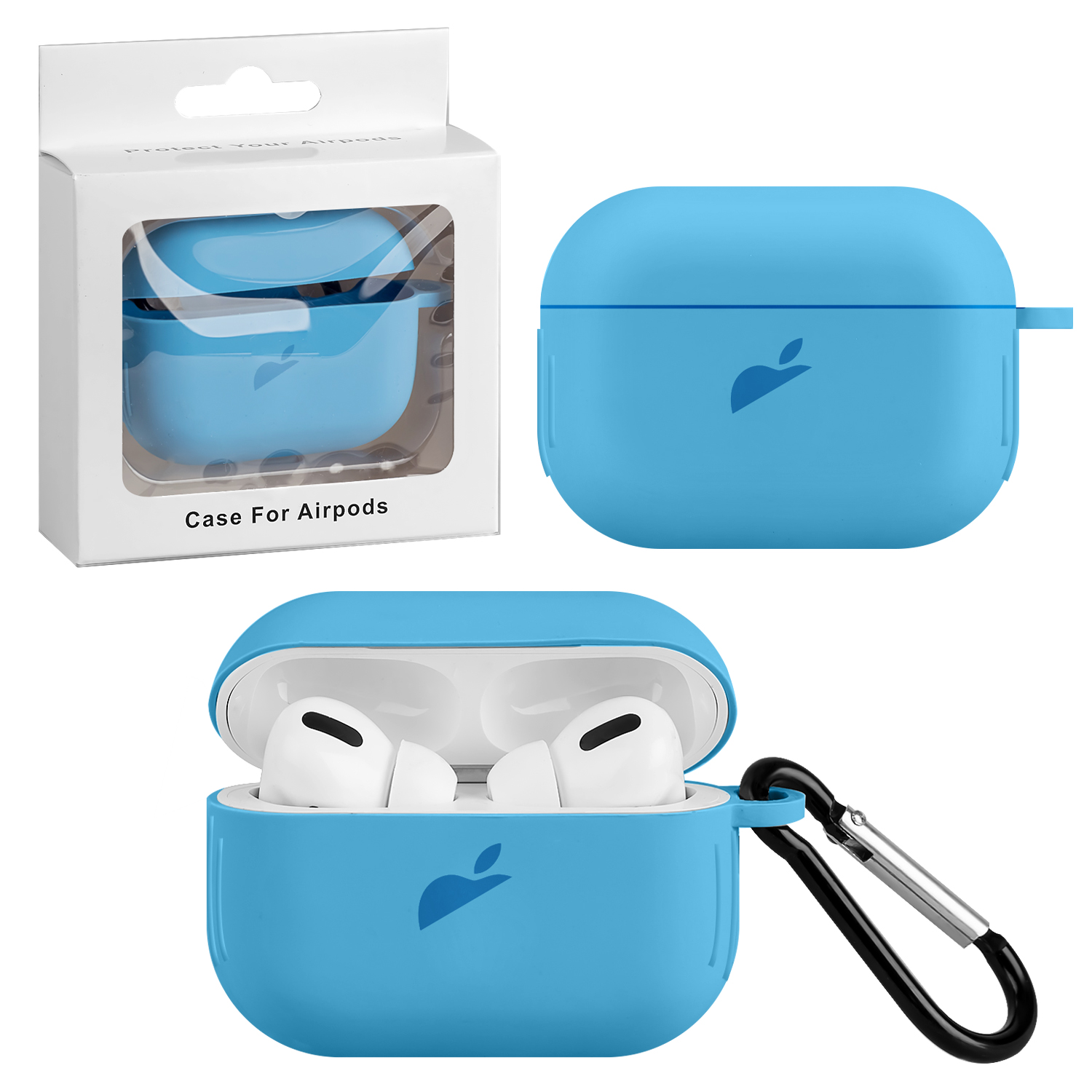 Чехол Apods Pro Silicon Case APL Chrysanthemum Blue (c LOGO)