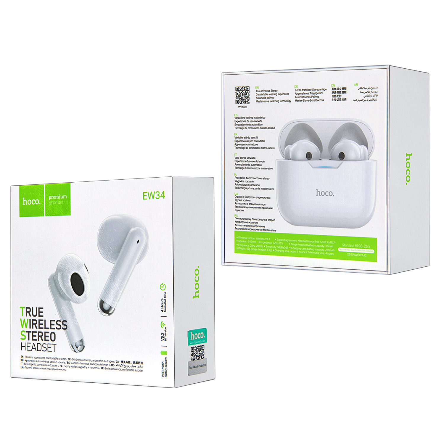 Гарнитура EW34 Bluetooth True Wireless Stereo Headset HOCO белая