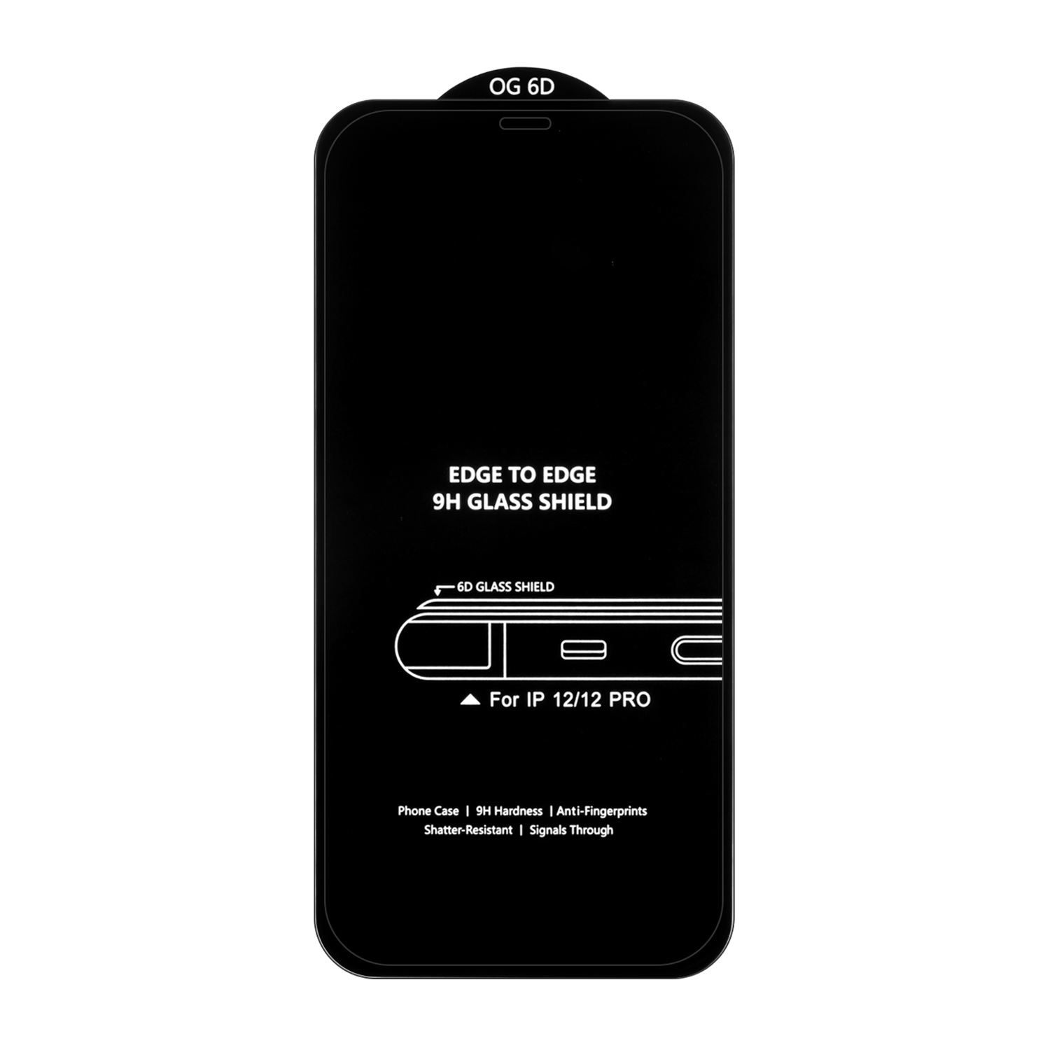 Защитное стекло iPh 12/12 Pro (6.1) Black 6D без упаковки