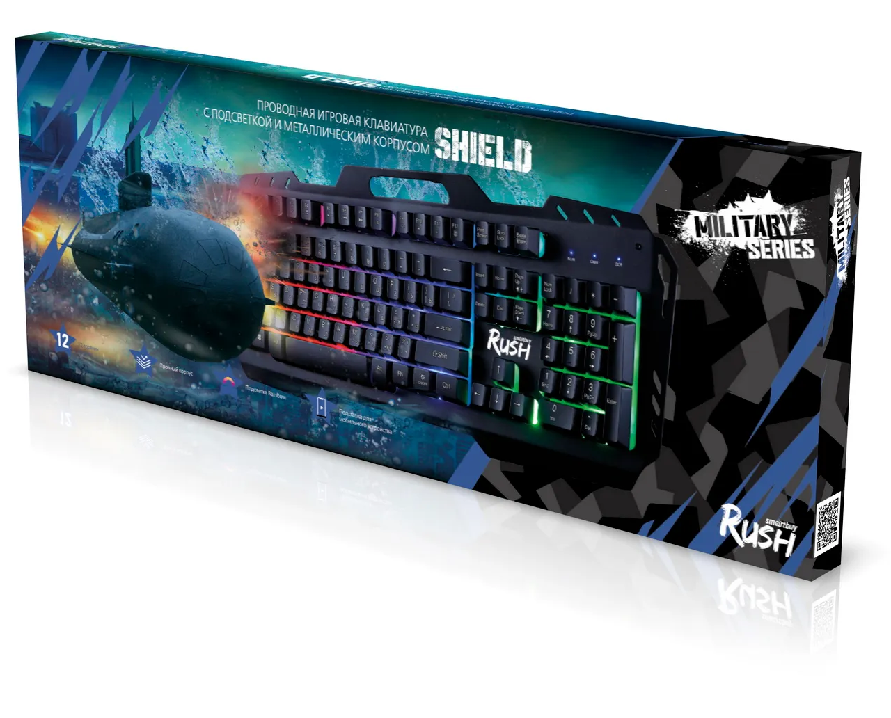 Клавиатура игровая мультимедийная Smartbuy RUSH Shield USB черная (SBK-355G-K)/20