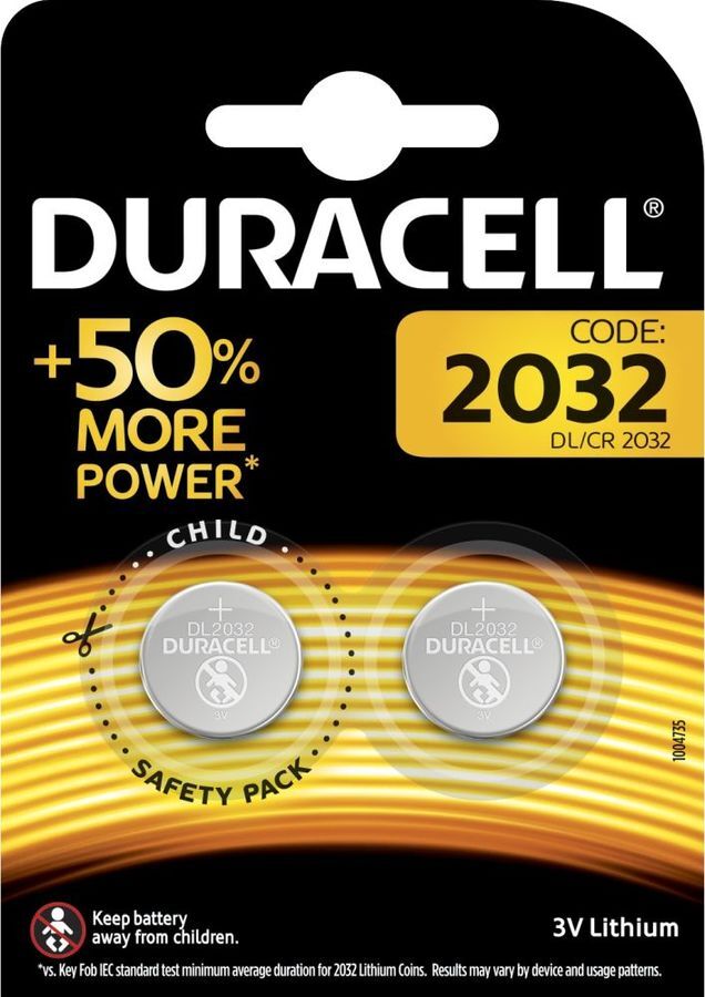 Батарейка Duracell CR2032 BL2 Lithium 3V 