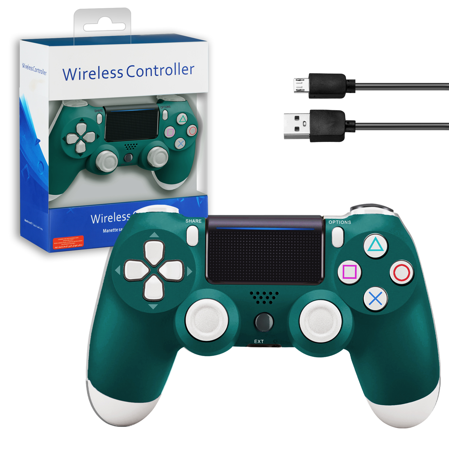 Джойстик PS4 DualShock беспроводной AA зеленый (no logo)
