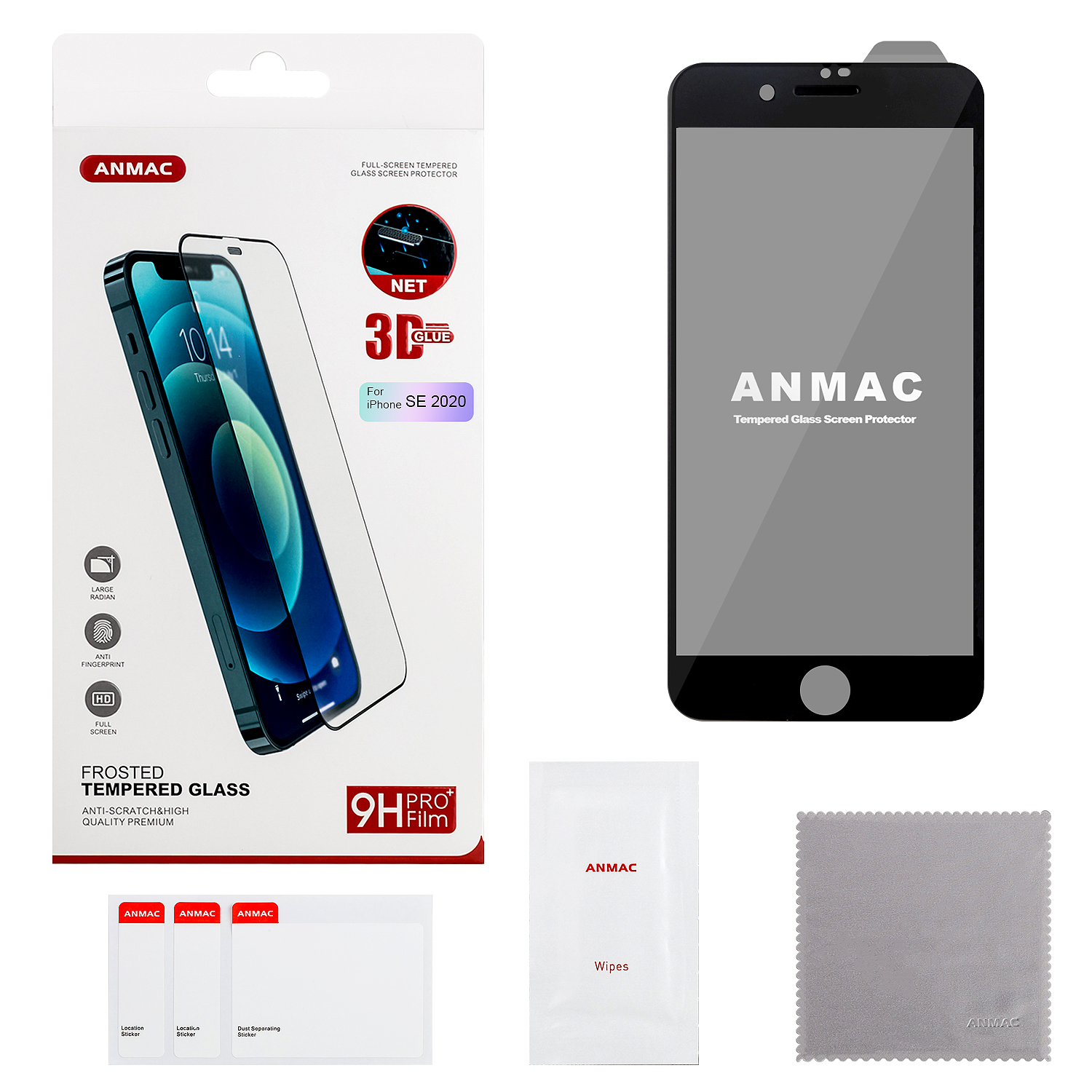 Защитное стекло iPh SE(2020) ANMAC 3D матовый с сеточкой Арт. 1137230