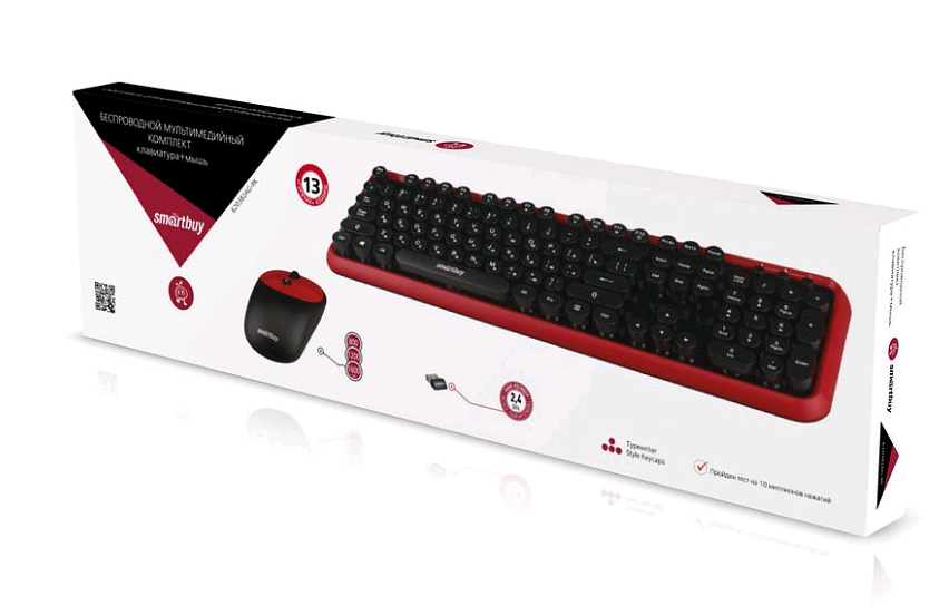 Мультимедийный комплект клавиатура+мышь Smartbuy черно-красный (620382AG-RK) /20