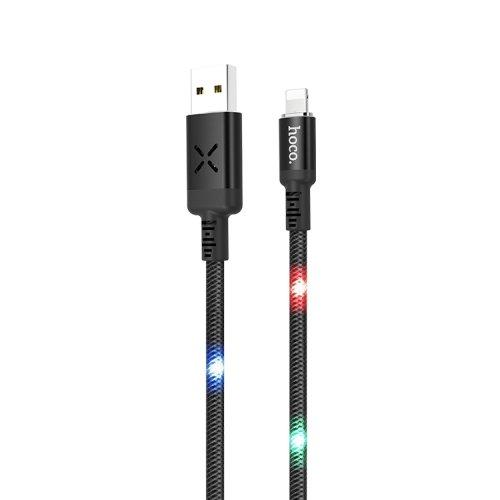Кабель U63 USB Type-C 1.2m Metal светящийся HOCO черный