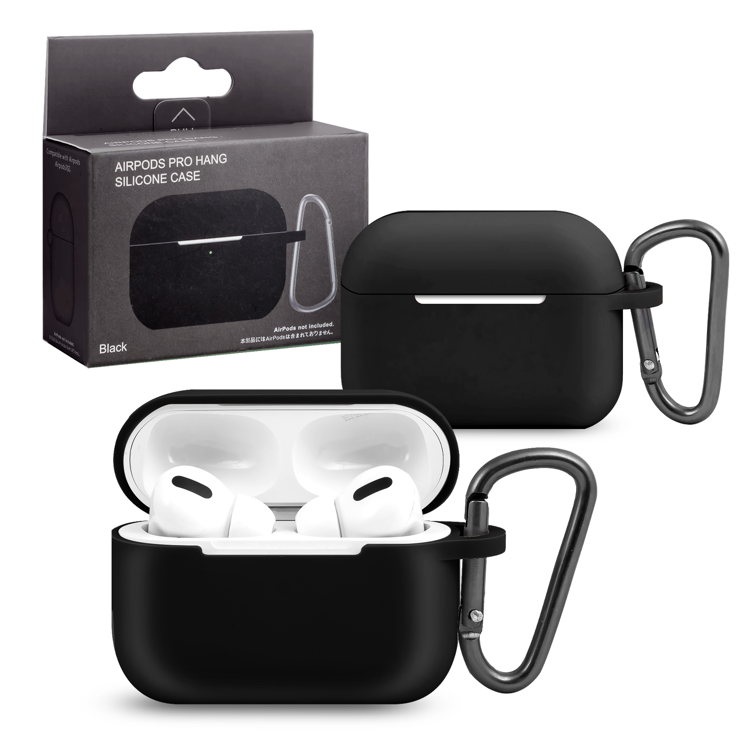 Чехол APods Pro Hang Silicon Сase с карабином   SL black