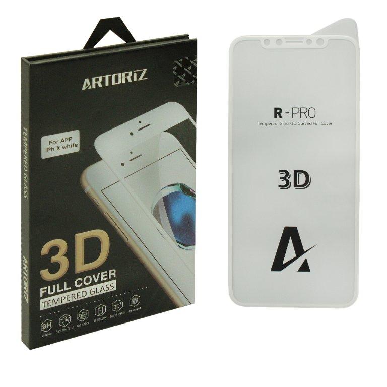 Защитное стекло IPh XS/X 3D 0.3mm Artoriz белое