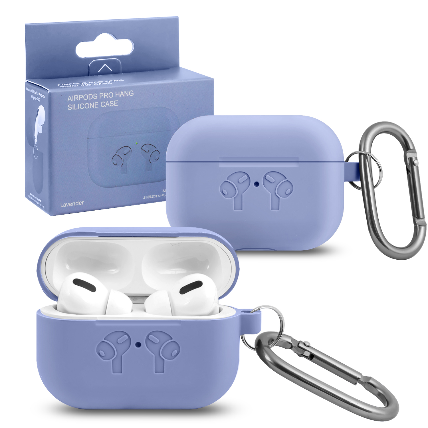 Чехол APods Pro Hang Silicon Сase с карабином   HF lavender