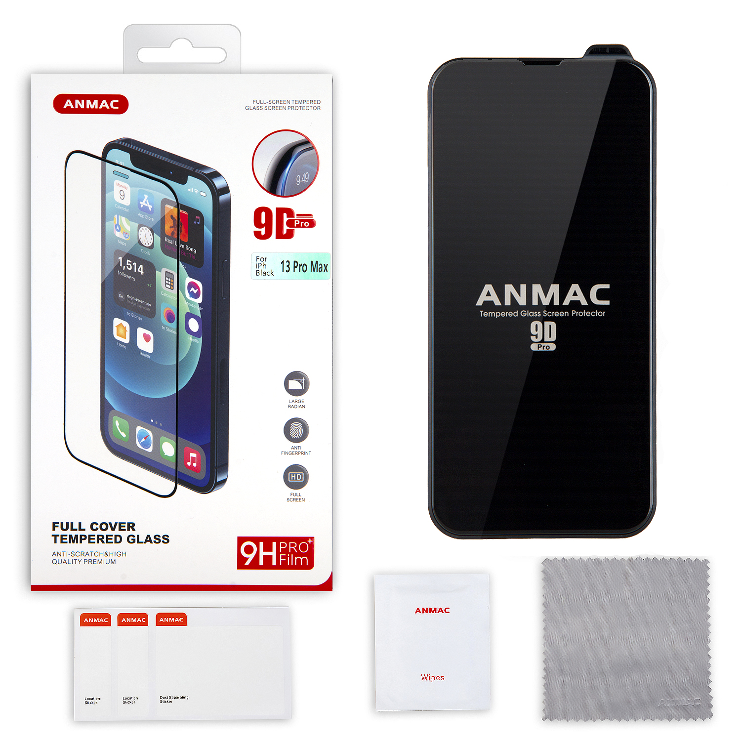 Защитное стекло iPh 13 Pro Max 9D ANMAC Арт. 1137340
