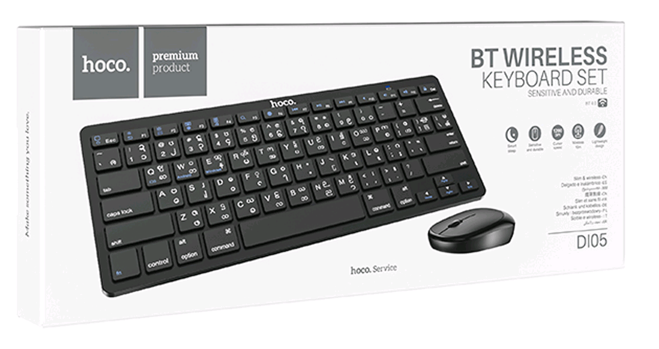 Комплект Клавиатура+мышь DI05 беспроводной Hoco черный