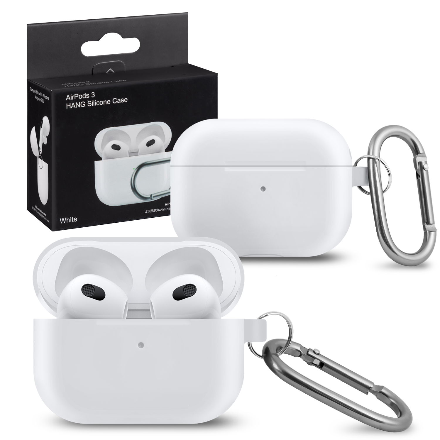 Чехол APods 3 Hang Silicon Case с карабином white