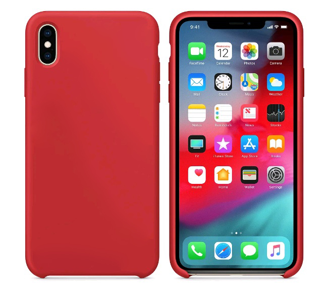 Чехол Iph XS Silicon Case 100% ORG Red (PRODUCT) (c LOGO)
