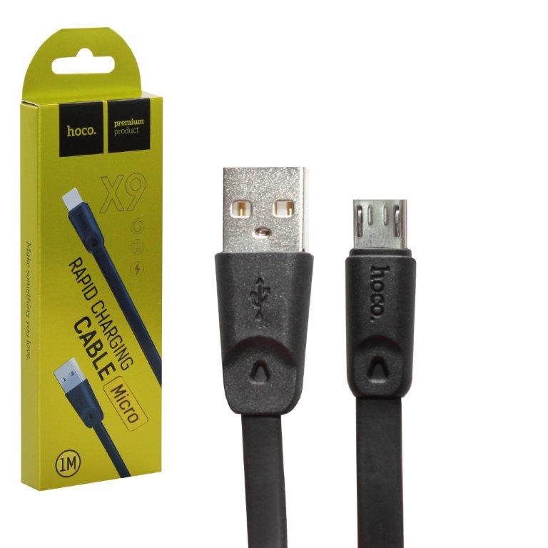Кабель USB Micro USB X9 1M плоский HOCO черный