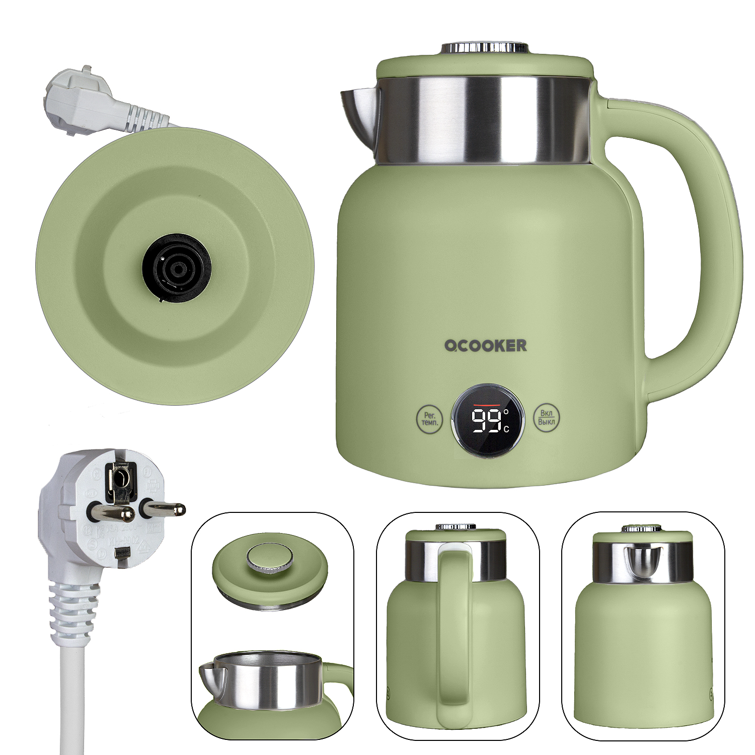 Чайник Xiaomi Qcooker Electric Kettle с Термоизоляция 1.5L  CR-SH1501-G  Зелёный EU (12 шт/кор)