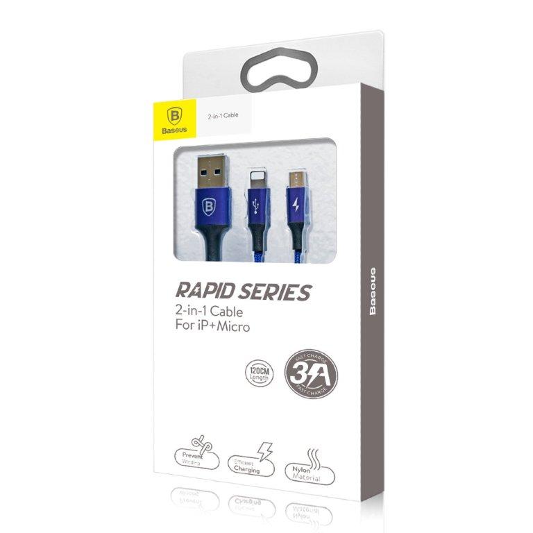 * Кабель 2 в 1 (Micro USB/Lightning) Portable Cable CAML-SU13 Baseus синий
