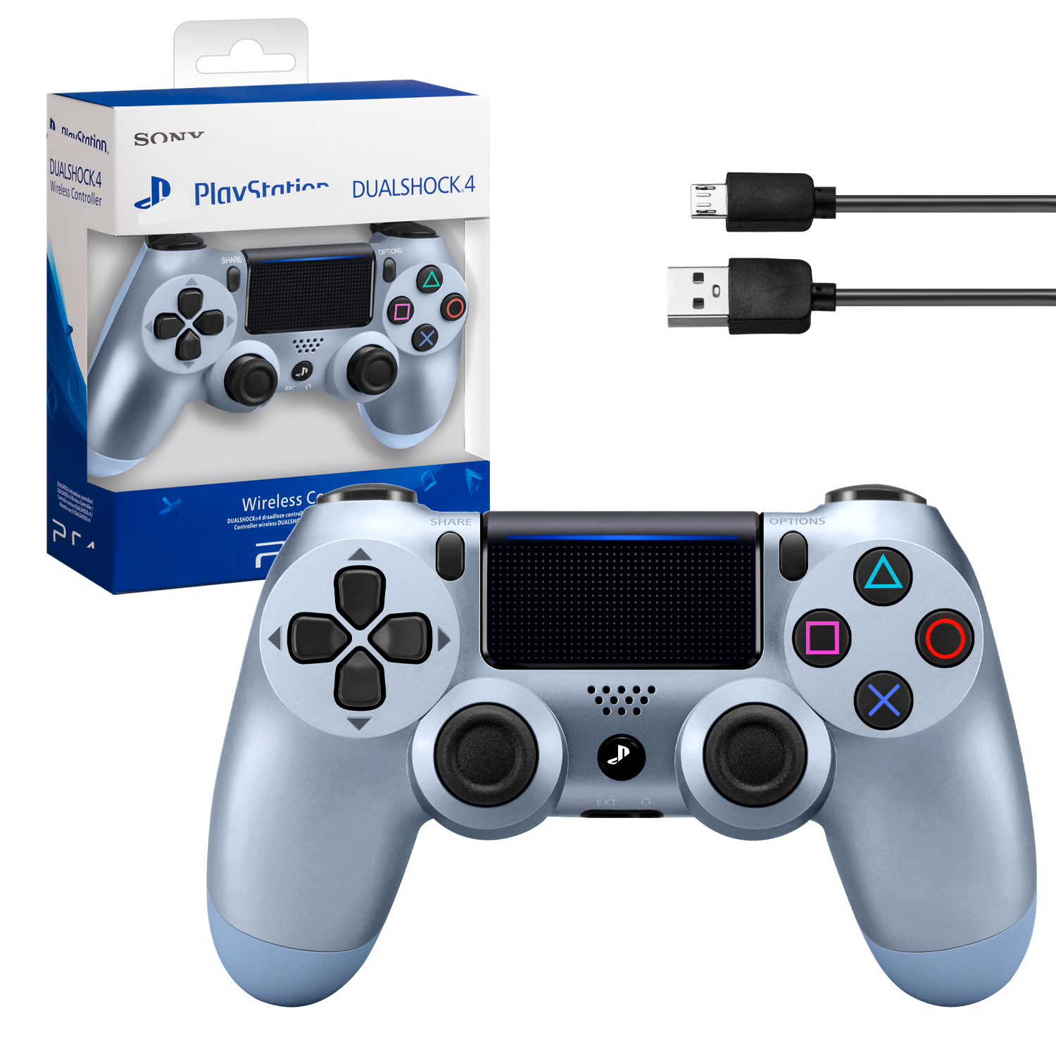 Джойстик PS4 DualShock беспроводной A стальной синий (logo)