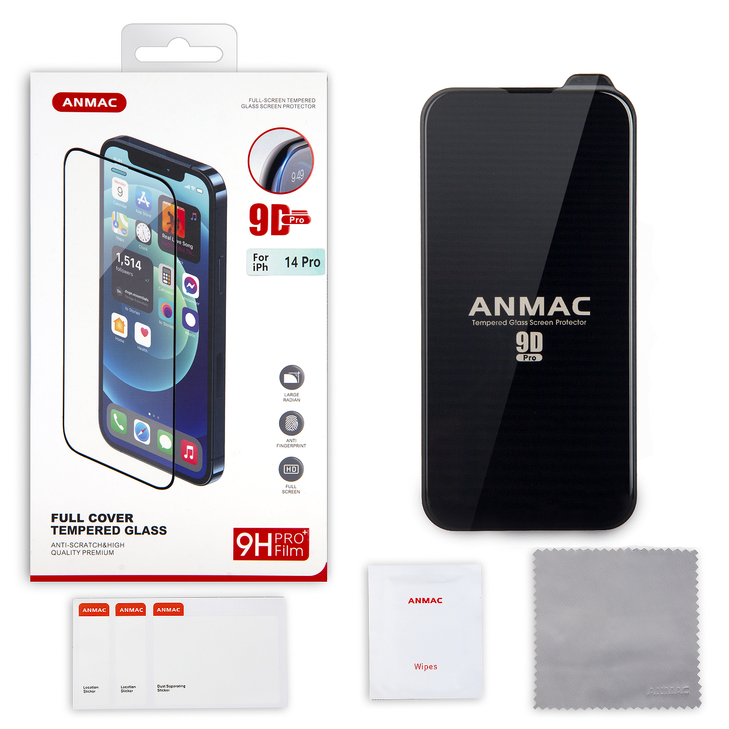 Защитное стекло iPh 14 Pro (6.1) 9D ANMAC Арт.1137417