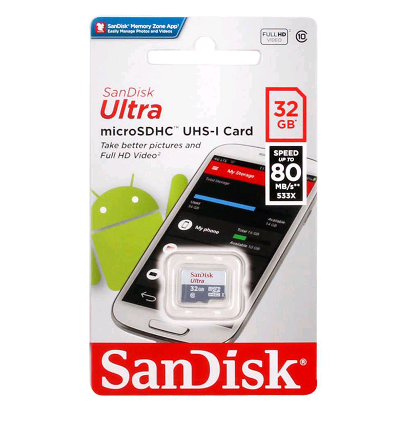 Micro SD 32GB SanDisk Class 10 Ultra Android (80 Mb/s)  без адаптера