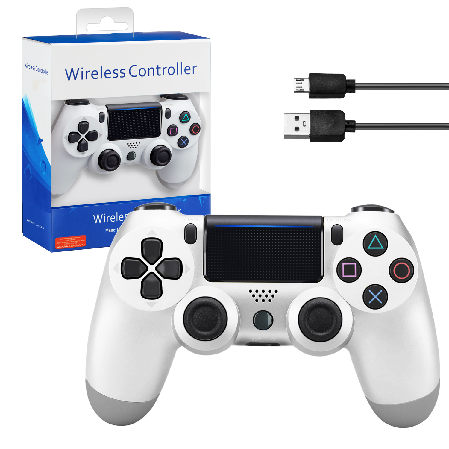 Джойстик PS4 DualShock беспроводной AA  белый (no logo)