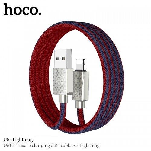 Кабель U61 USB Lightning 1M HOCO черный с красным LV
